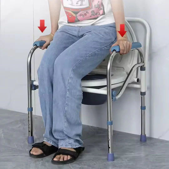 Silla Inodoro Plegable con Posa Manos